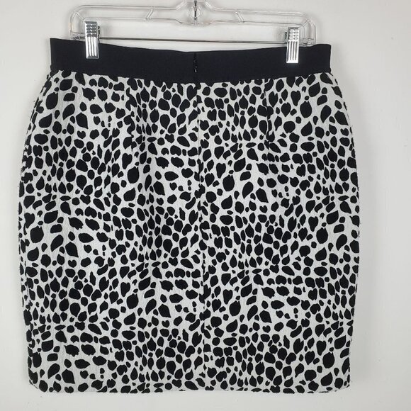 Ann Taylor Pencil Skirt Womens 10 White Black Abstract Leopard Lined Back Zip - Picture 10 of 10